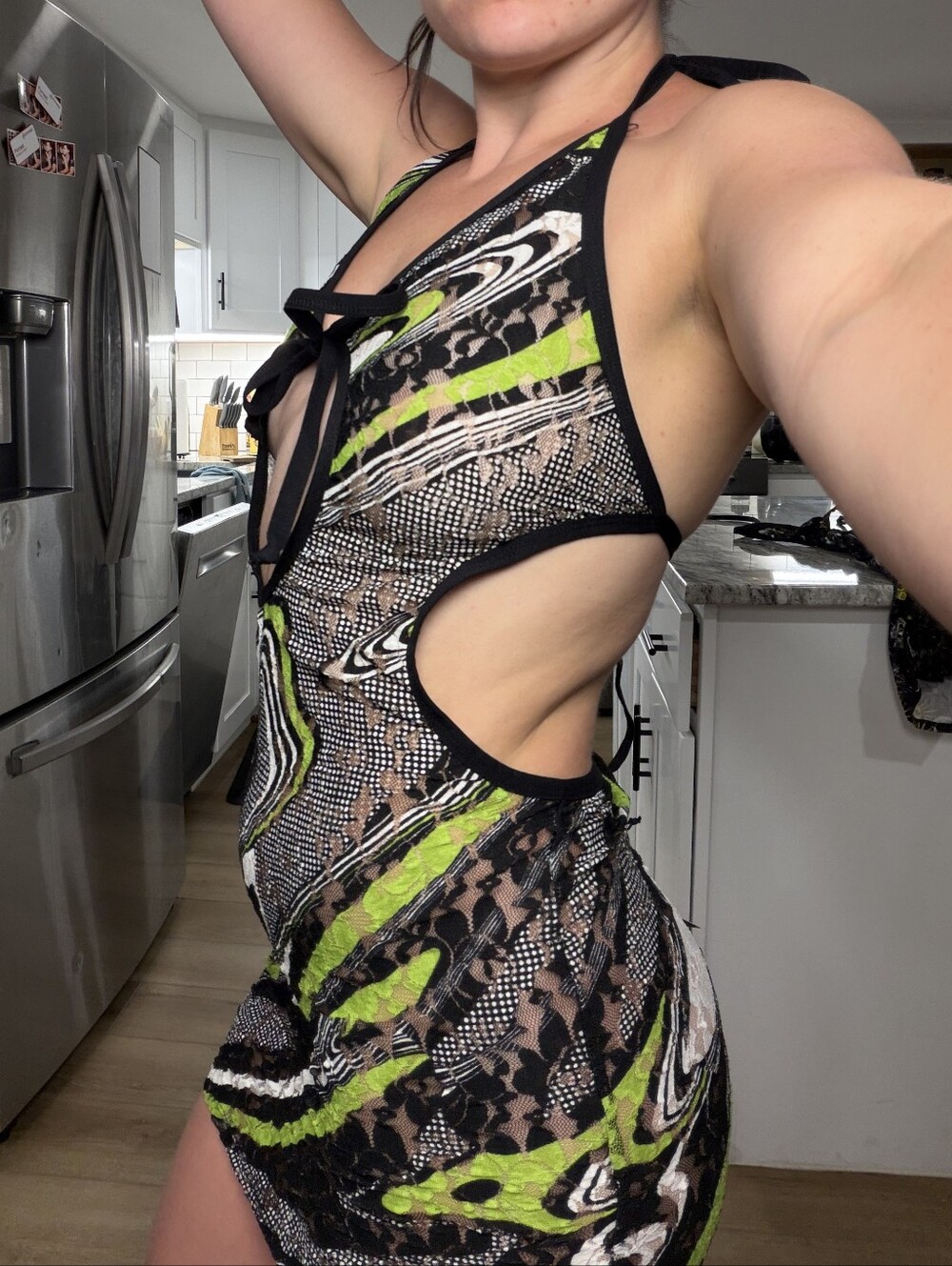 Abstract Halter Mini Dress